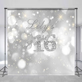 Aperturee - Aperturee Gradient Silver Sweet Bokeh Custom Birthday Backdrop